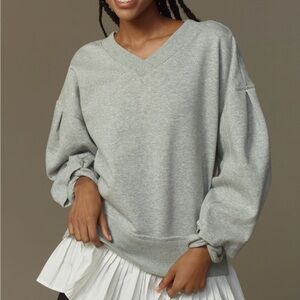 Anthropologie Light Gray V-Neck Sweater